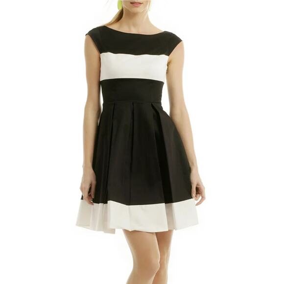 Kate Spade New York Adette black white cocktail dress fit and flare 8 - Picture 3 of 13
